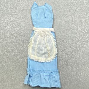 Vintage 1974 Barbie Best Buy #7749 Peasant Dress Blue Maxi White Apron Lace Trim